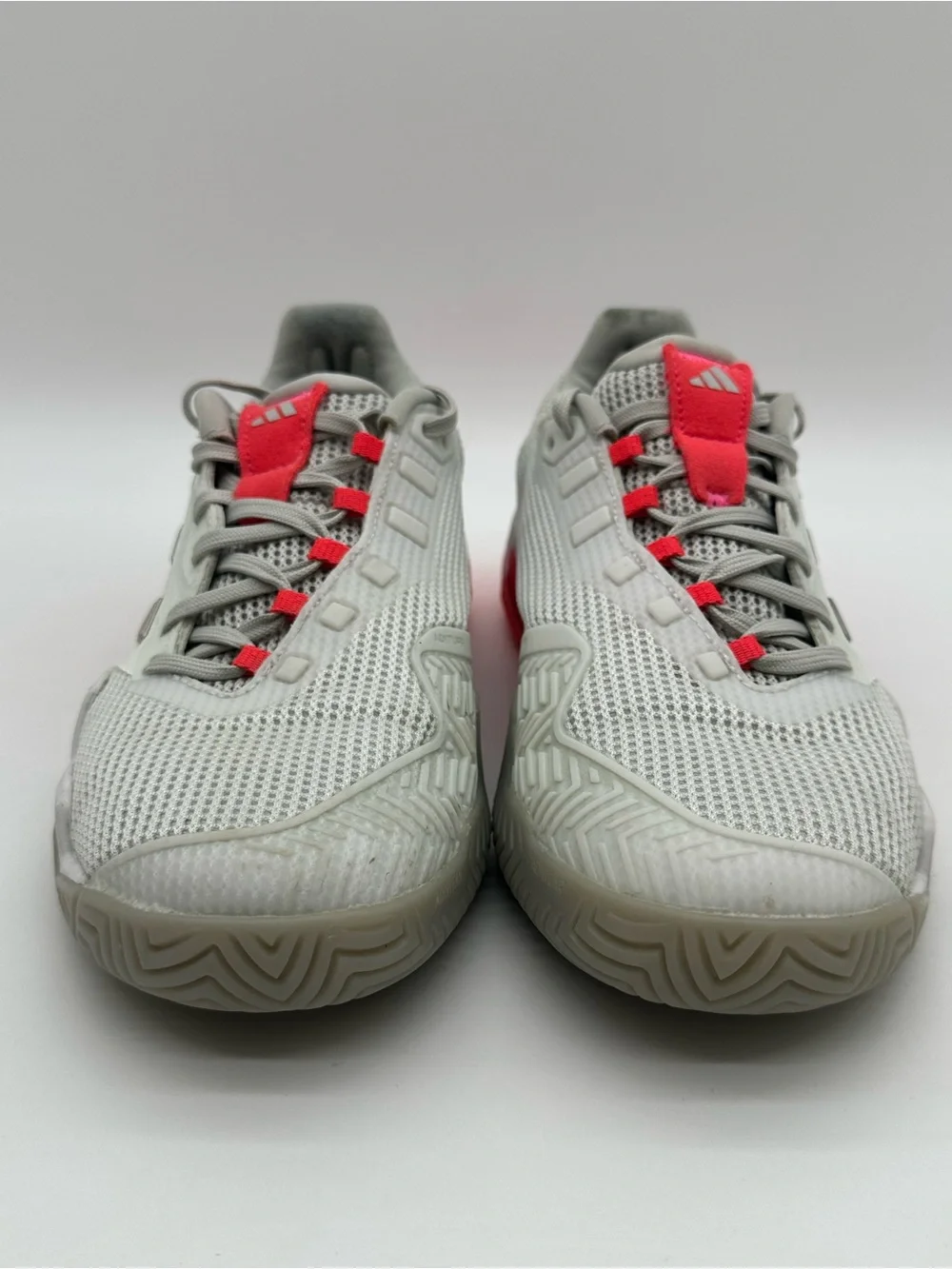 adidas Barricade Light Gray and Coral Court Shoes - Picture 2 of 10